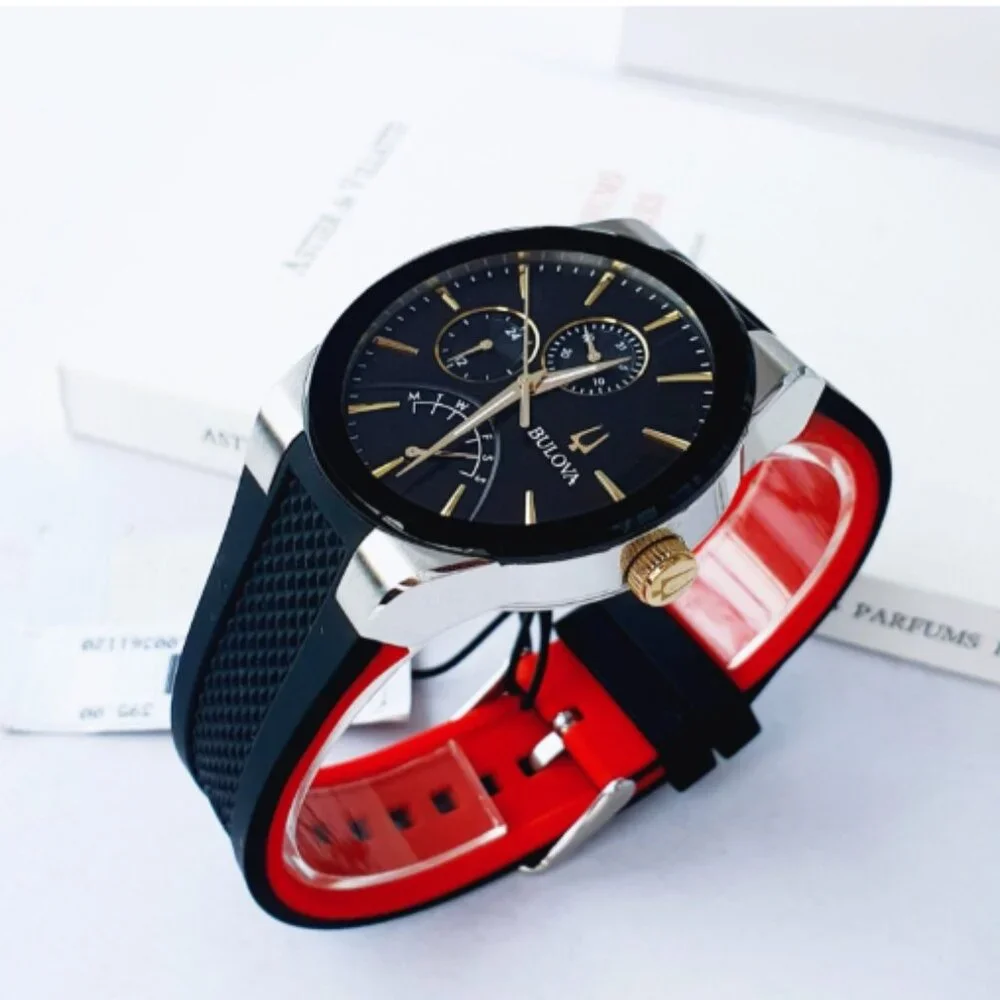 Bulova Men's Quartz Day/Calendar Black Dial Watch 41mm New